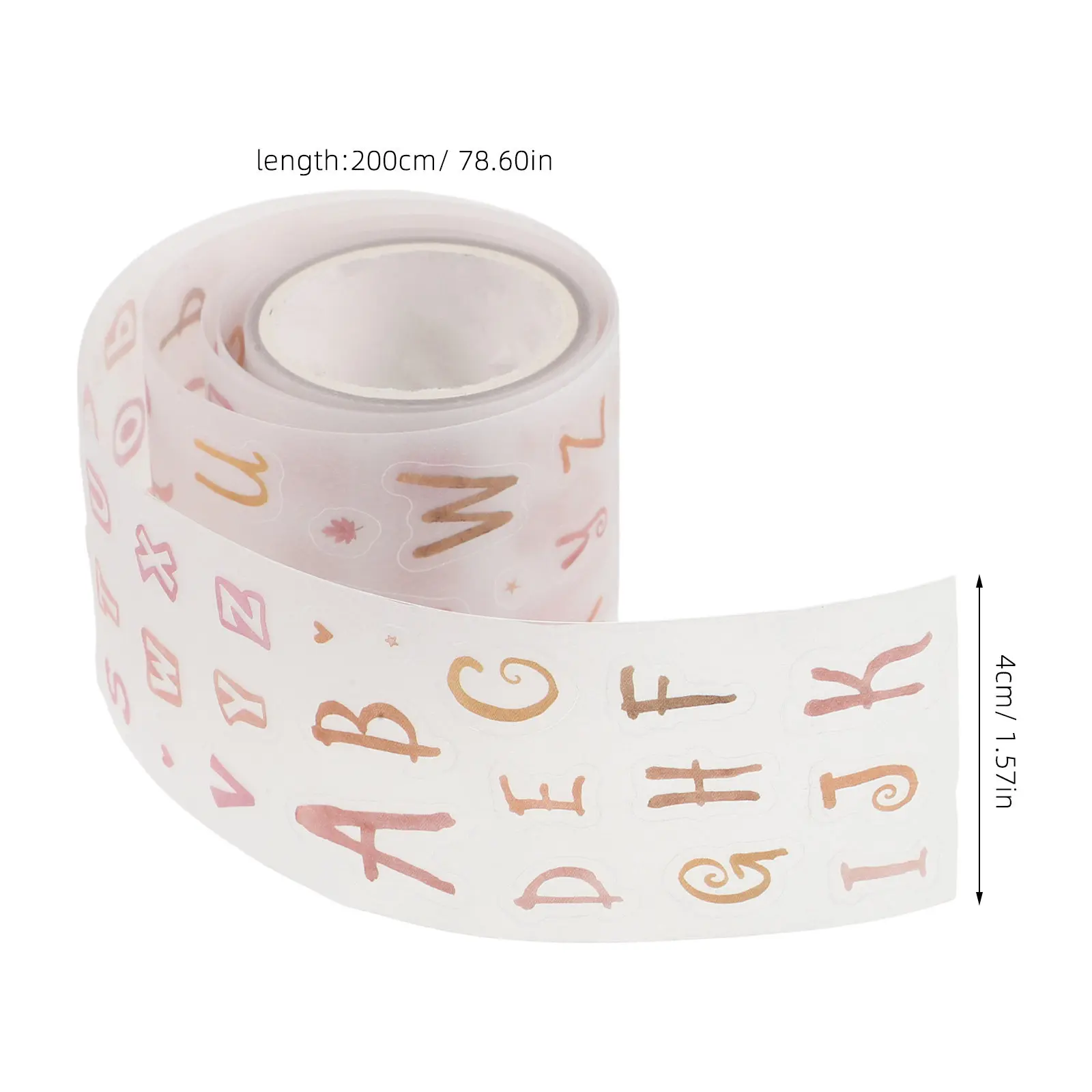 6 Rolls Gradient Alphabet Washi Tape Letter Stickers for Journal Scrapbook Planner Decorative Tape DIY Craft Supplies