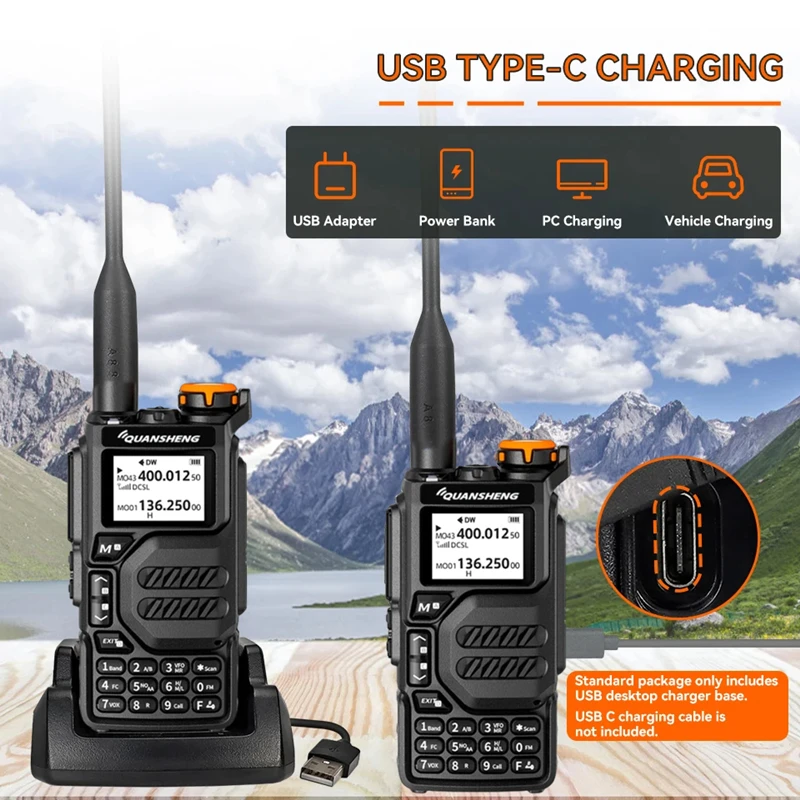 Quansheng UV-K5 Walkie Talkie 5W Air Band Two Way Radio UHF VHF DTMF FM Scrambler NOAA Wireless Frequency Copy Ham Radio