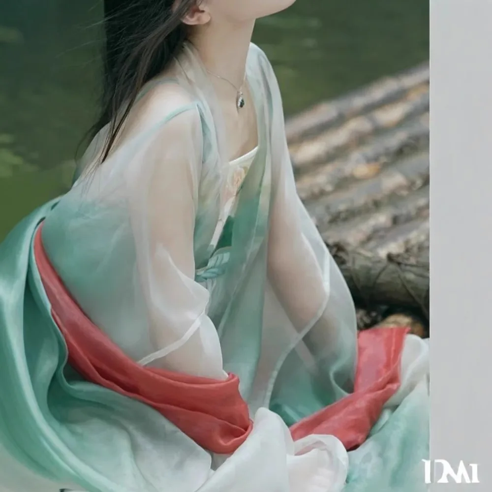Girls' Hanfu Spring And Autumn Style Tang Dynasty Princess Ancient Style Super Immortal Chest Length Skirt New Year's Day
