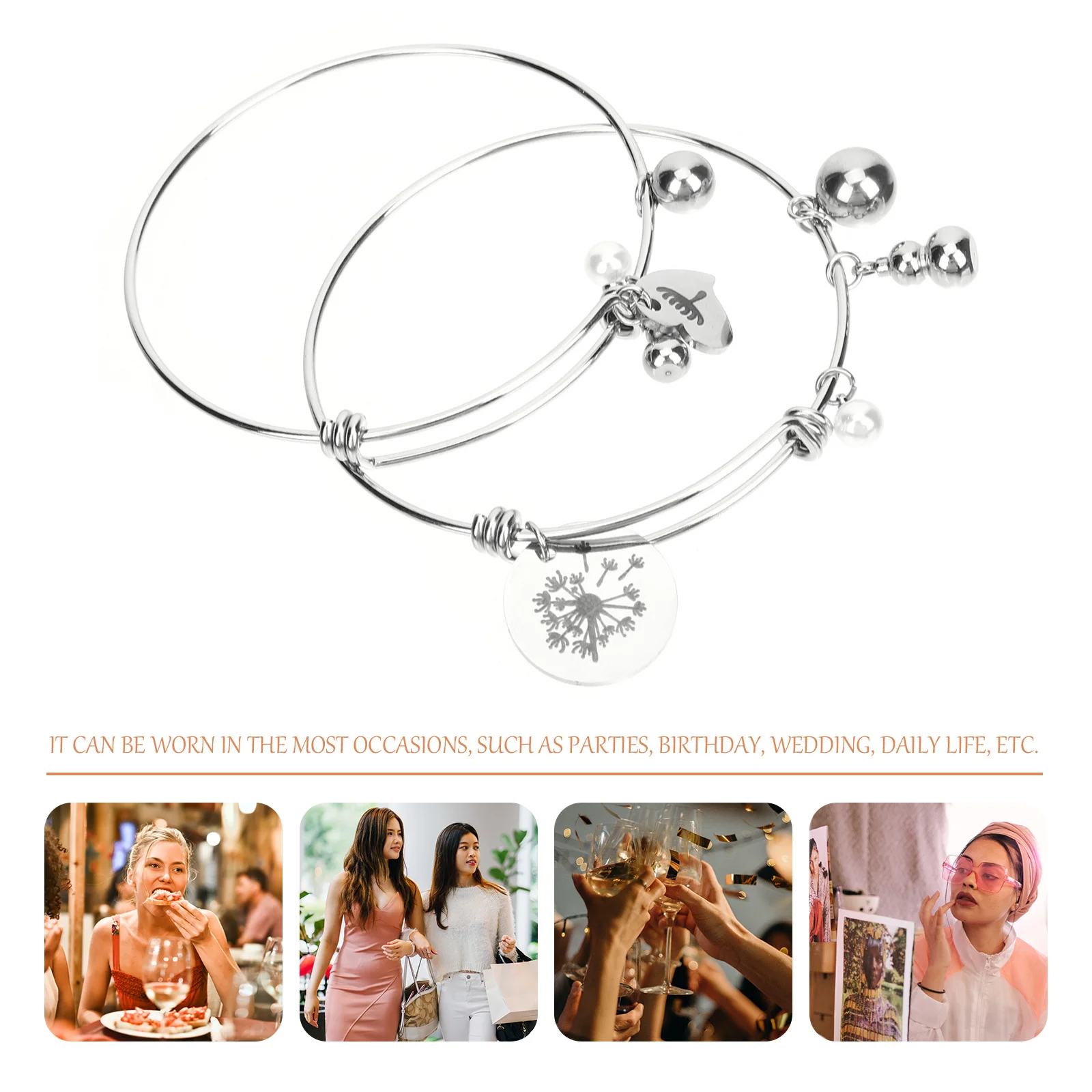 

1 Pair Heart Shaped Bracelets Adjustable Stainless Steel Matching Bangle For Mom Daughter Love Gift Jewelry Daily Wear Wrist