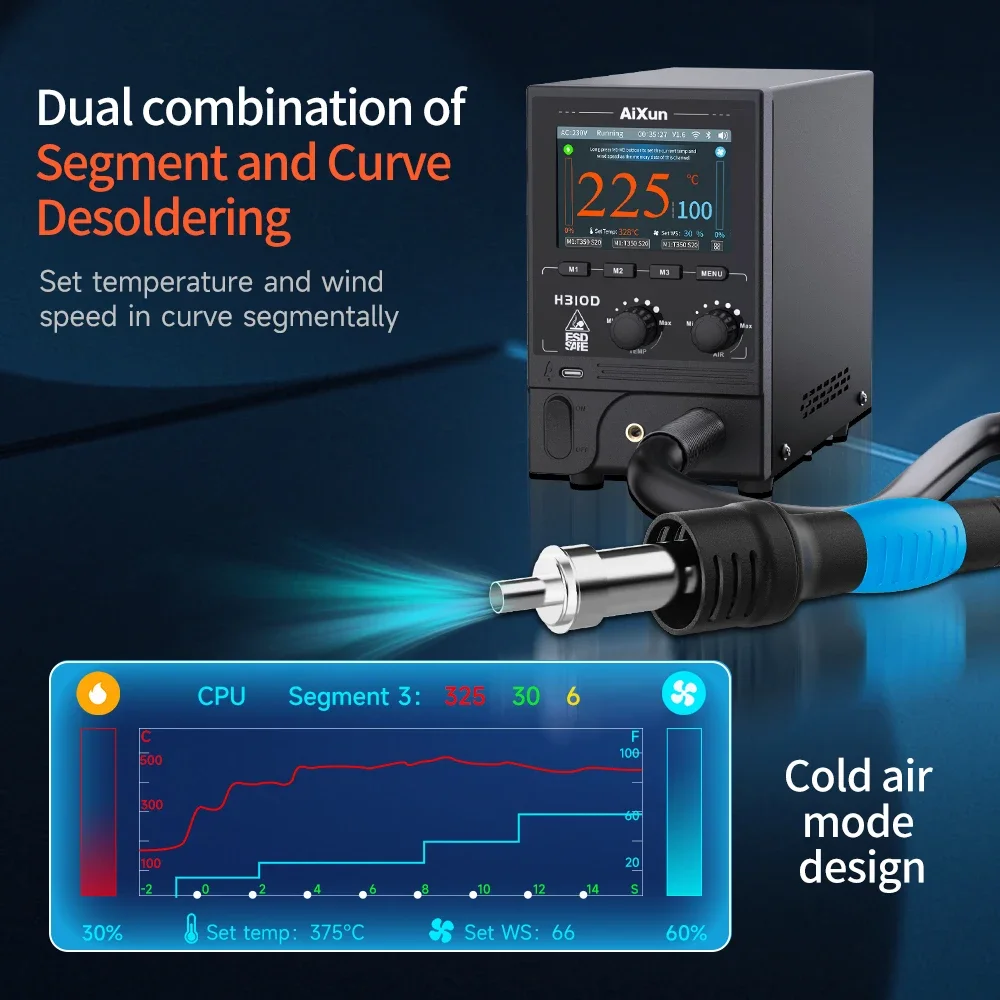 JC Aixun H310D pistola ad aria calda intelligente con ugello 1000W nucleo di riscaldamento ad alta potenza dati Cloud aggiornamento in tempo reale