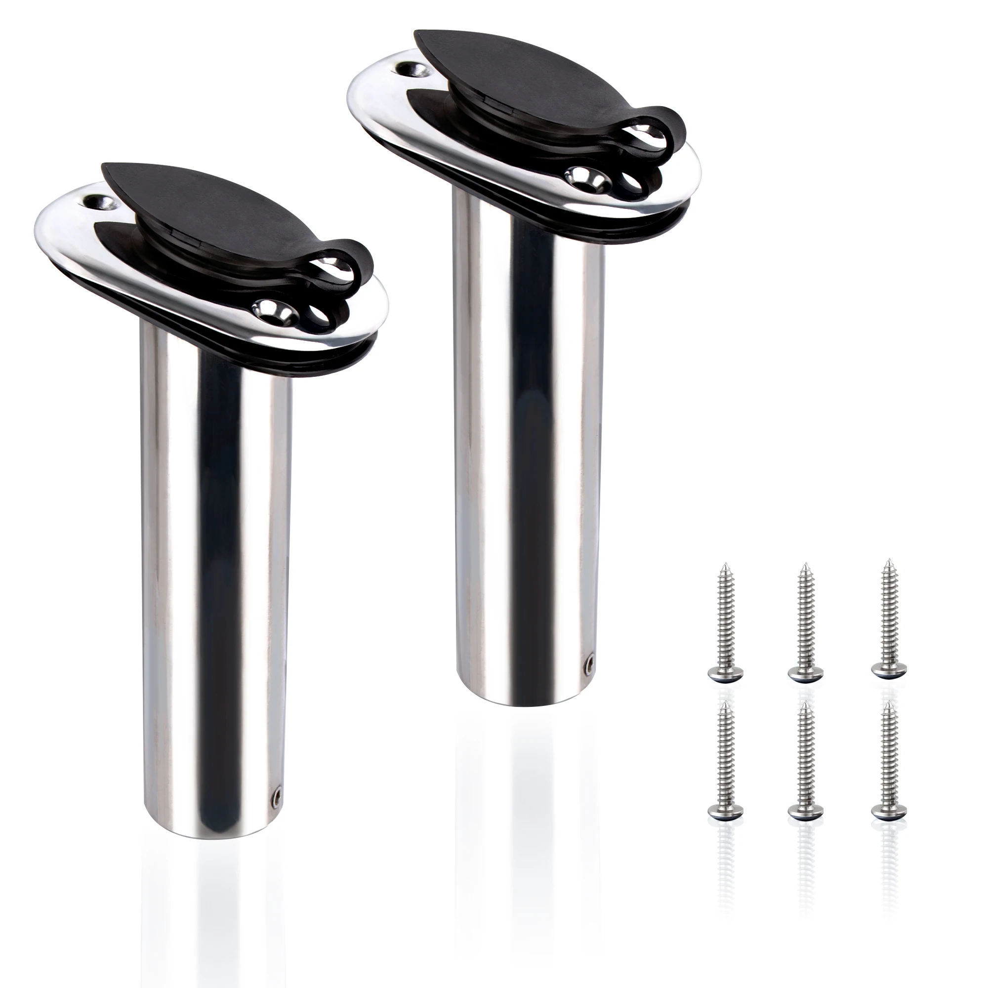 

2 штуки в комплекте, Установка на поверхности, Держатели для удочек из нержавеющей стали с ПВХ колпачками и внутренними трубками для морских лодок, яхт