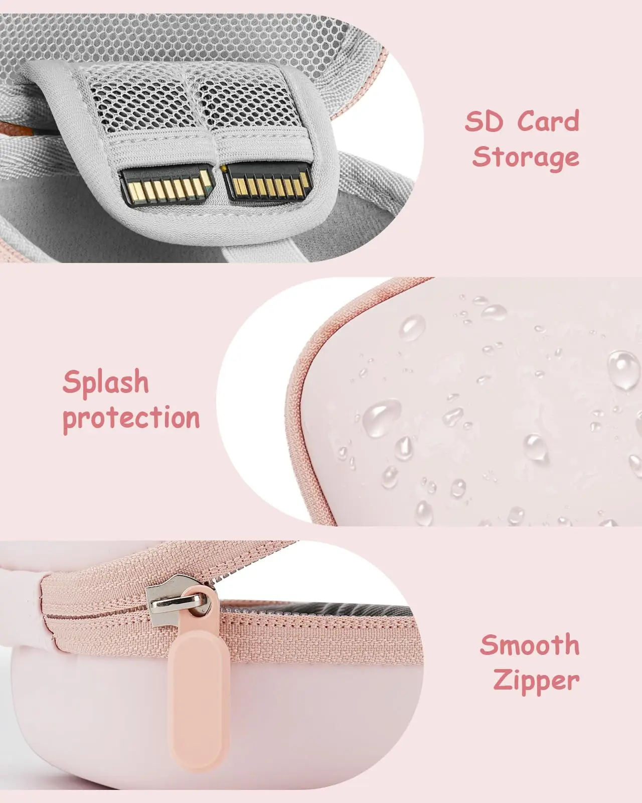 حافظة كاميرا للكاميرا الرقمية، لكاميرات سامسونج/كانون/سوني/نيكون الرقمية، حقيبة تخزين بطاقة SD للسفر وحقيبة لطيفة باللون الوردي #5