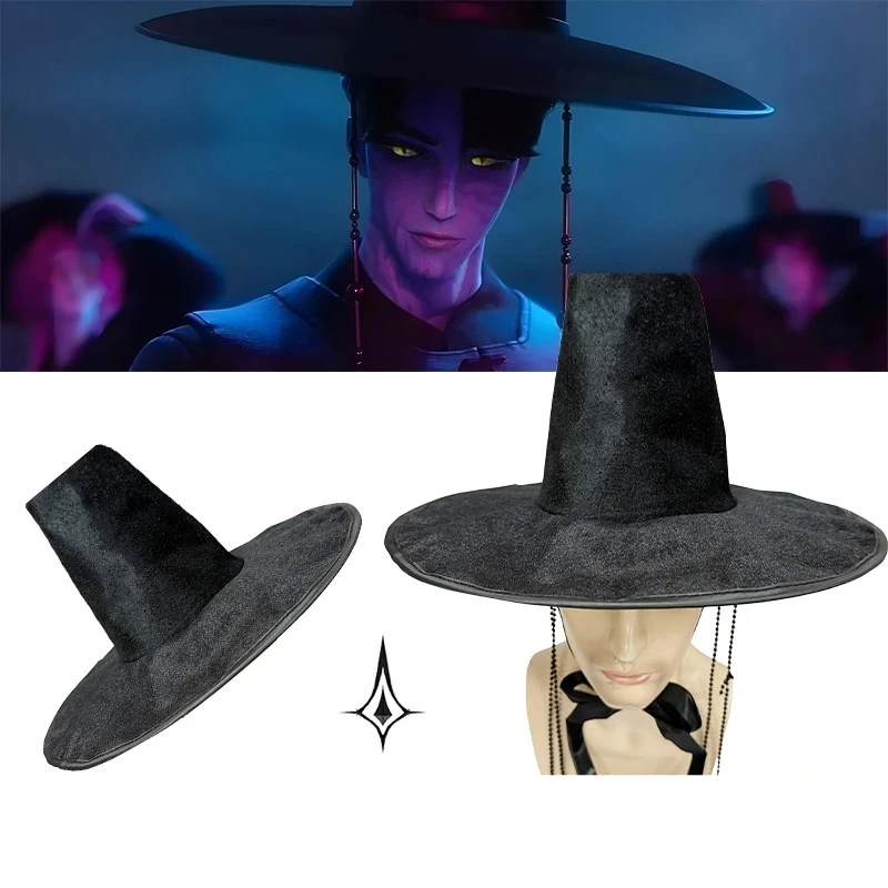 

K-POP Ролевой костюм Шляпа Традиционная династия Мин Корейский плоский топпер с широкими полями УФ-защита Черная кепка для косплея на Хэллоуин