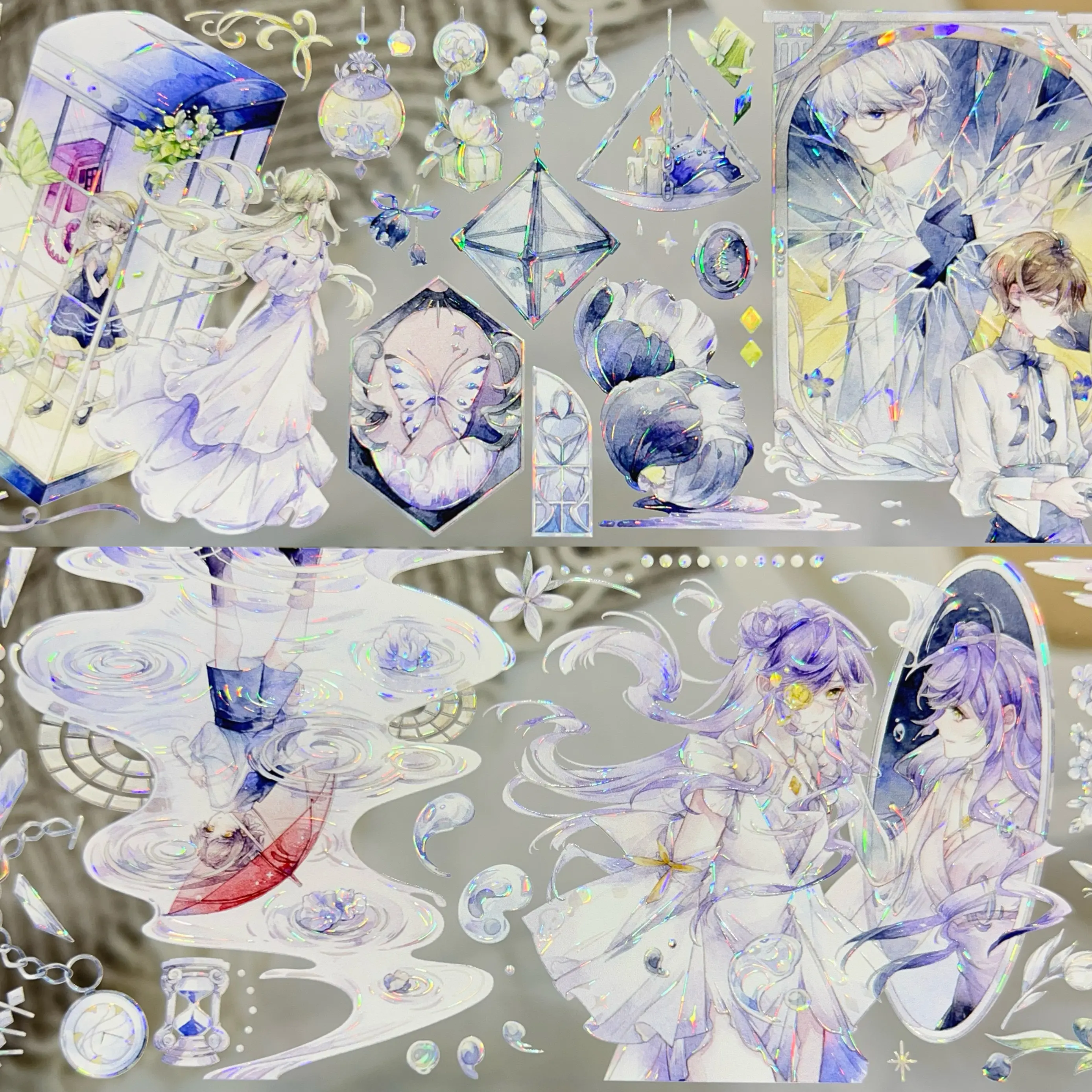 Wines Sleep Night Dream Song Shell Shine Washi Tape Dreamy Girl Jellyfish Crystal Pattern Decorative Tape for Journaling