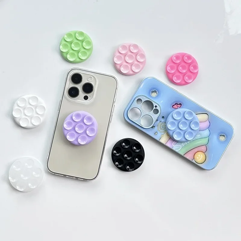 Round Silicone Suction Pad For Mobile Phone Samsung For iPhone Sticky Finger Grip Stand Sticker Suction Cup Phone Holder GripTok