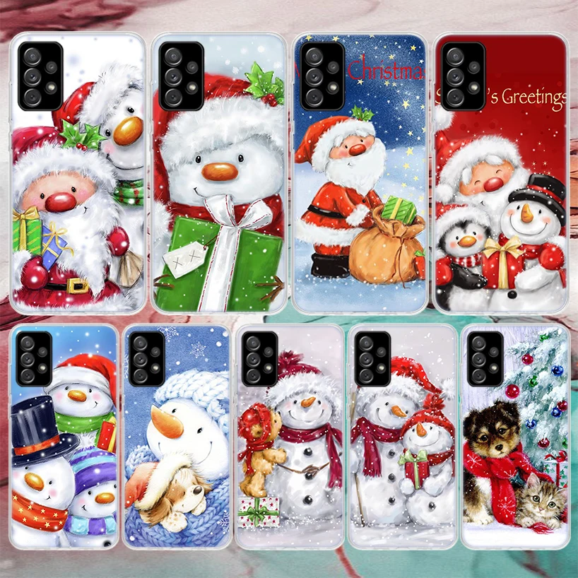 Merry Christmas Cartoon Cute Snow Soft Phone Case For Samsung Galaxy A52 A42 A32 A12 A22 A51 A50S A30S A20S A10S A71 A41 A31 A21