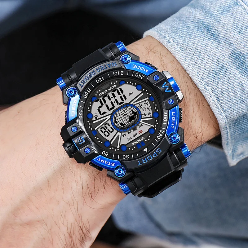 ساعة AL-65 للرجال إلكترونية، مقاومة للماء، رياضية وعصرية، متعددة الوظائف مقاومة للماء