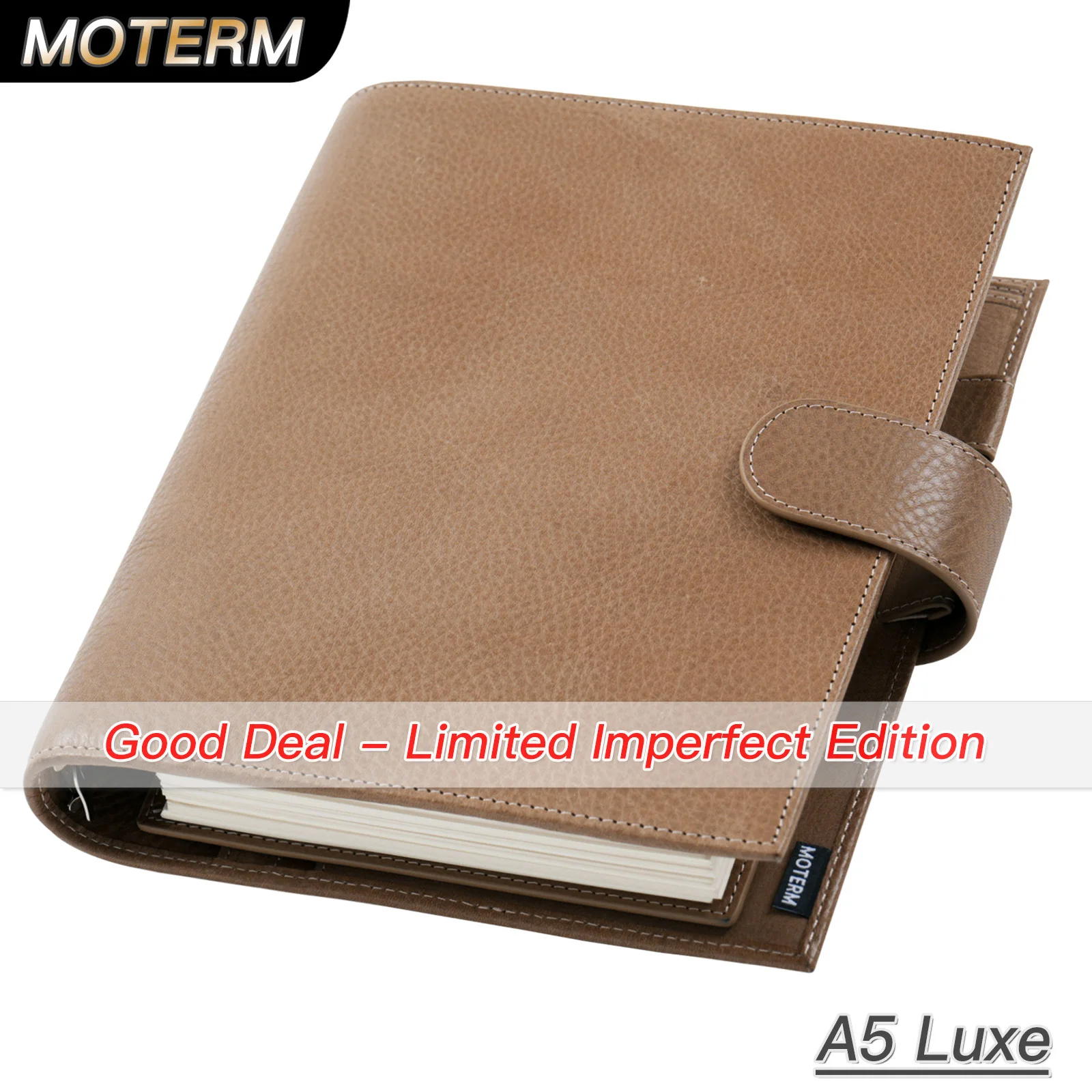 Limited Imperfect Moterm Full Grain Vegetable Tanned Leather Luxe 2.0 Series A5 Size Planner Notebook Agenda Organizer Notepad