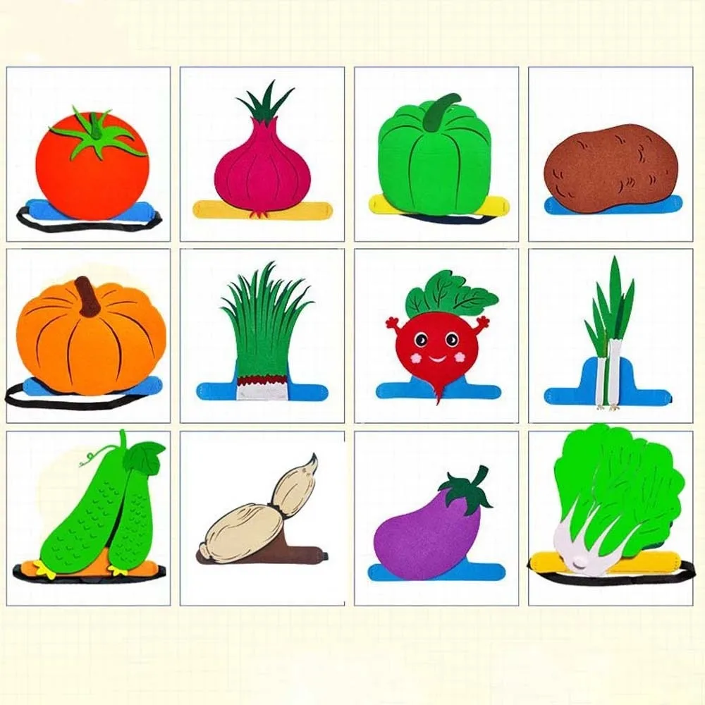 Cloth Cartoon Vegetable Headband Elastic Funny Creative Headdress for Kids Colorful Personalized