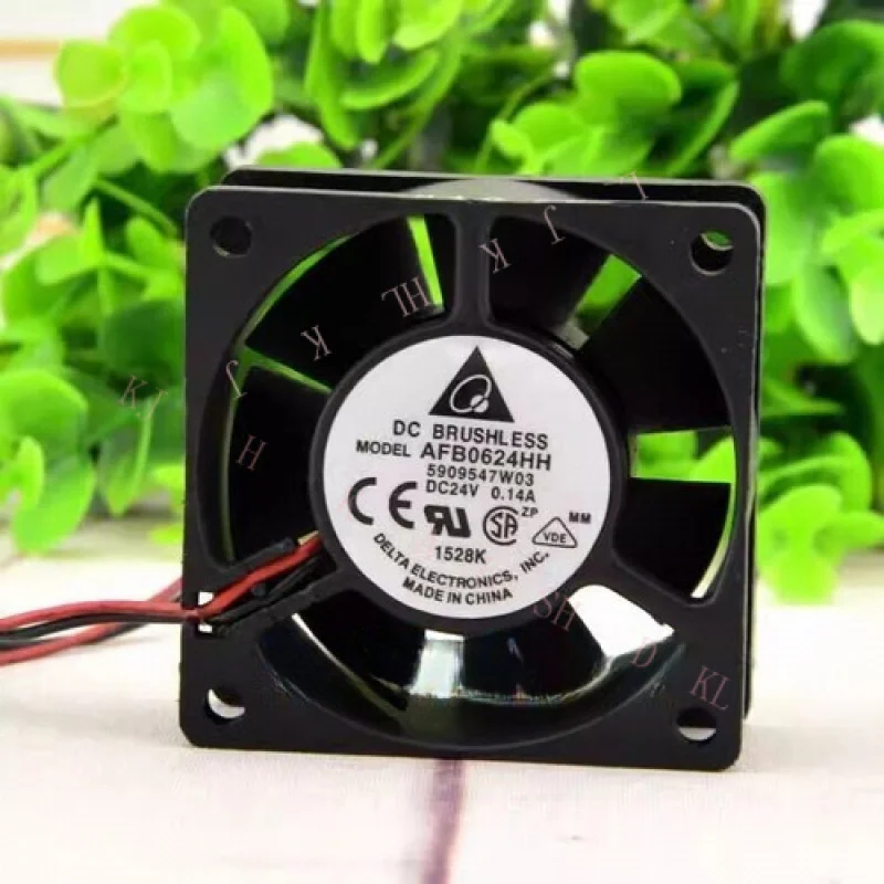 

N FOR Delta AFB0624HH 6025 DC24V 0.14A 6CM 2-Wire Inverter Ball Cooling Fan