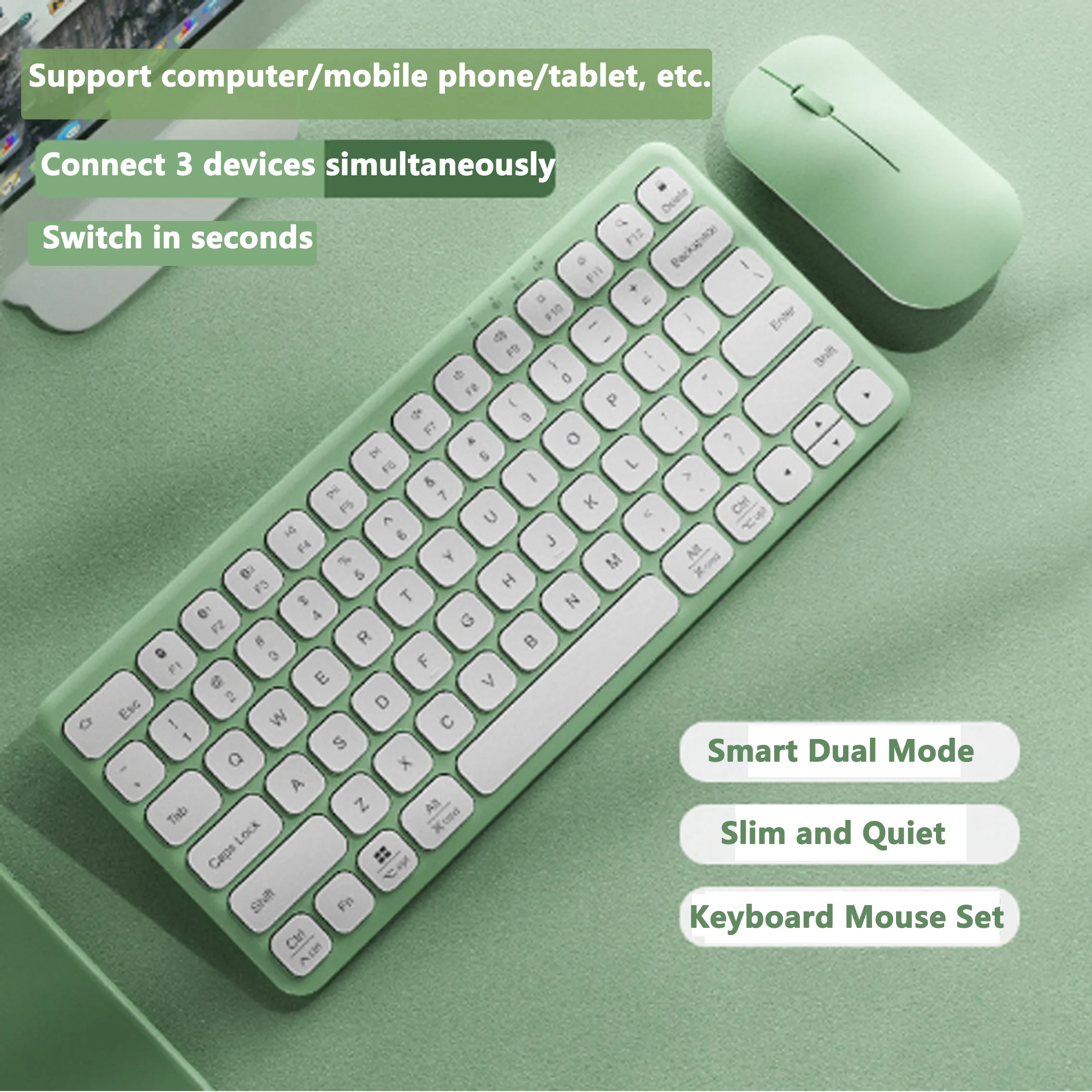 

2.4G Bluetooth Keyboard Mouse Combos Mini Rechargeable Wireless Keyboard and Mouse Set For Android ios Windows PC Phone Tablet