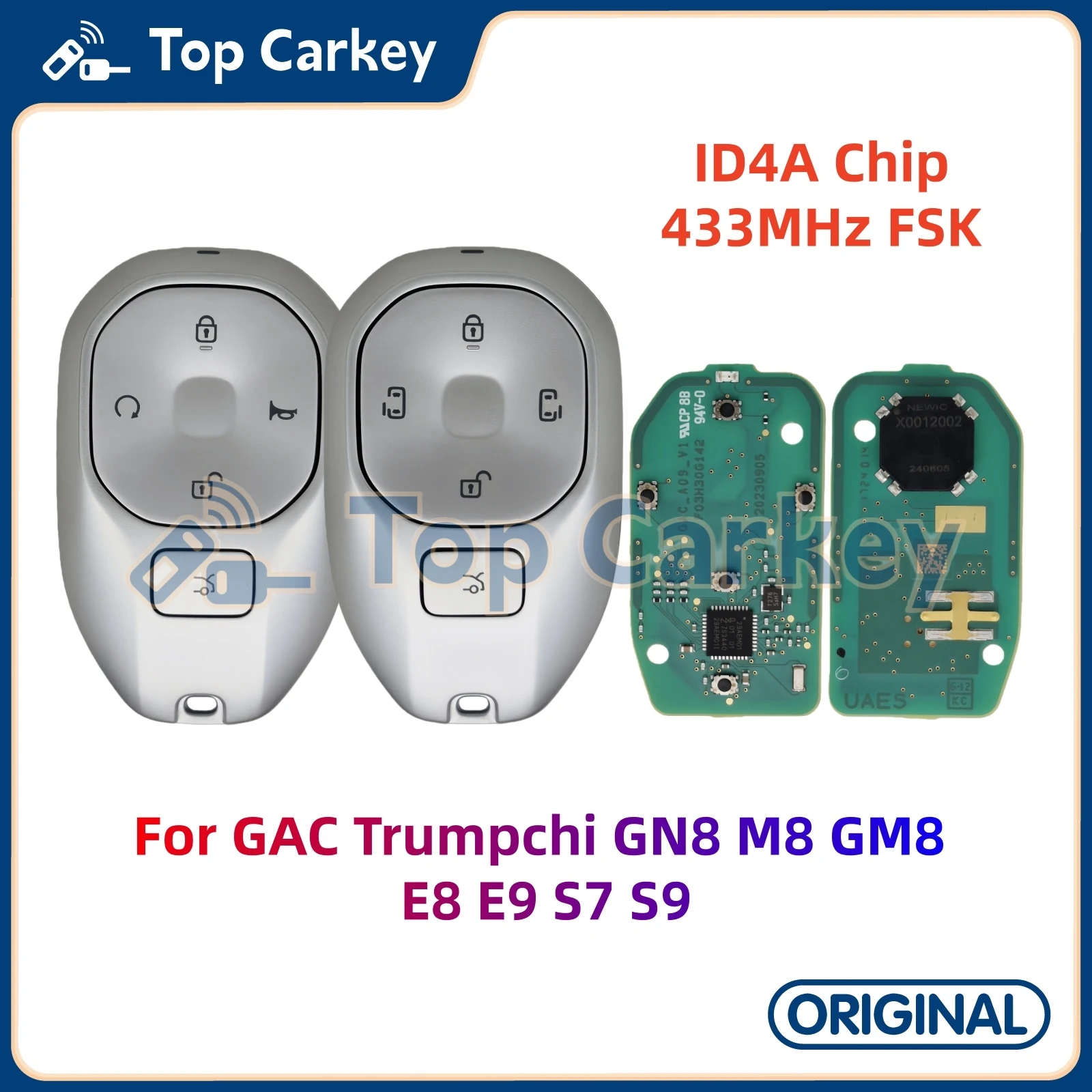 

TopCarkey Original Smart Remote Key ID4A Chip 433MHz for GAC Trumpchi GN8 M8 GM8 E8 E9 S7 S9 Car Keyless Remote Key