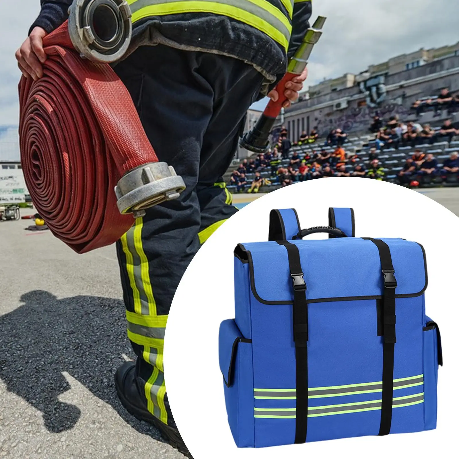 

Comfortable Waterproof Fire Hose Backpack Oxford Cloth Bag with Reflective Strips for Evacuation and Rescue