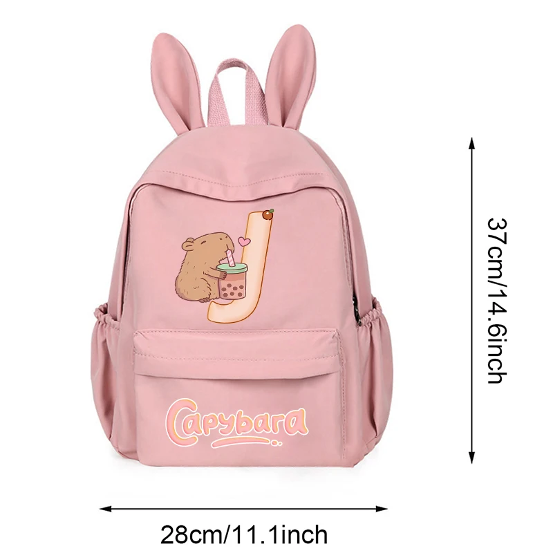 Capybara Nettes Kind Rucksack Brief A-Z Anime Kawaii Druck Student Buch Lagerung Schule Tasche Erwachsene Büro Computer Rucksack Geschenk heißer