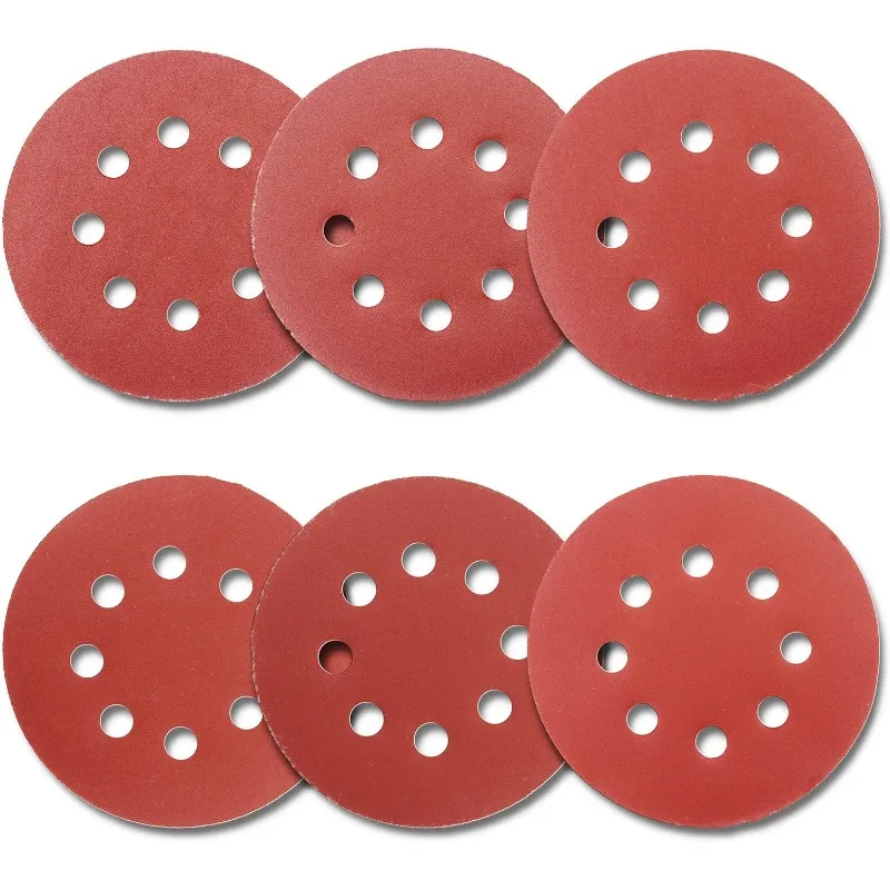 

60Pcs Sanding Discs 5 Inch 8 Holes, 1000/800/600/400/320/240 Grit Sandpaper for Random Orbital Sander