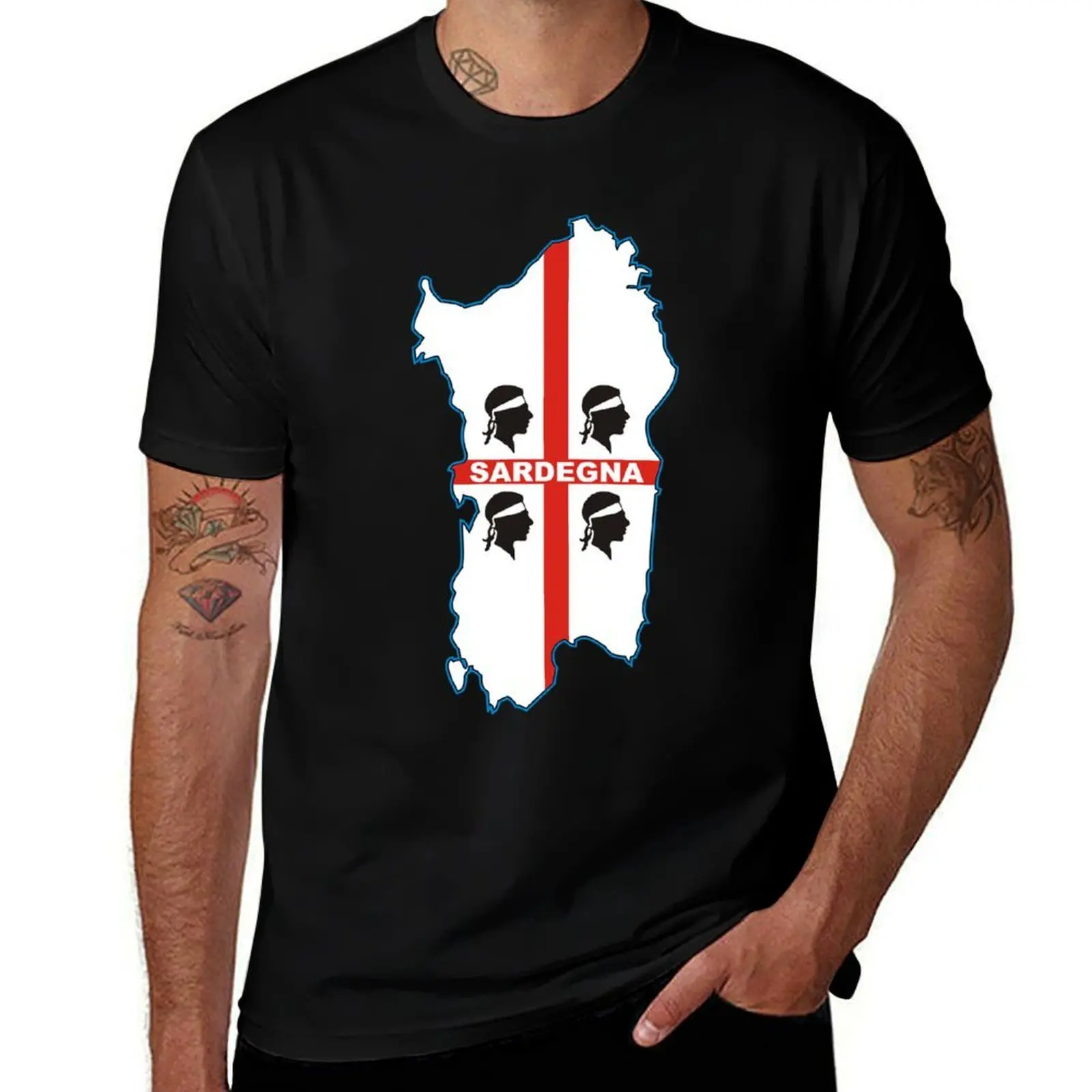Sardegna bandiera quattro mori map T-Shirt Utility Work Short Sleeve Top T-Shirt