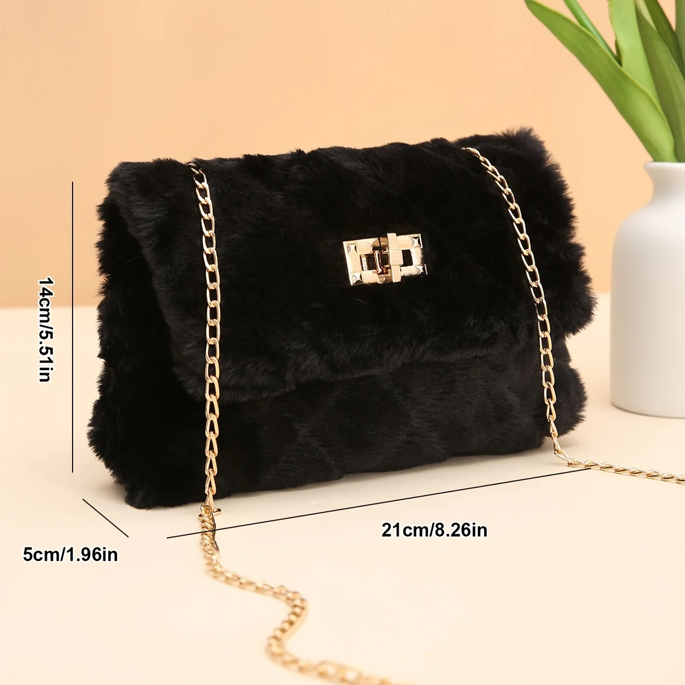 Personalisierte Umhängetasche für Damen, Neue Modische Vielseitige Ketten-Schultertasche für Tägliches Einkaufen, Weiche Verschluss-Schnalle Kleine Quadratische Tasche – Detail 4