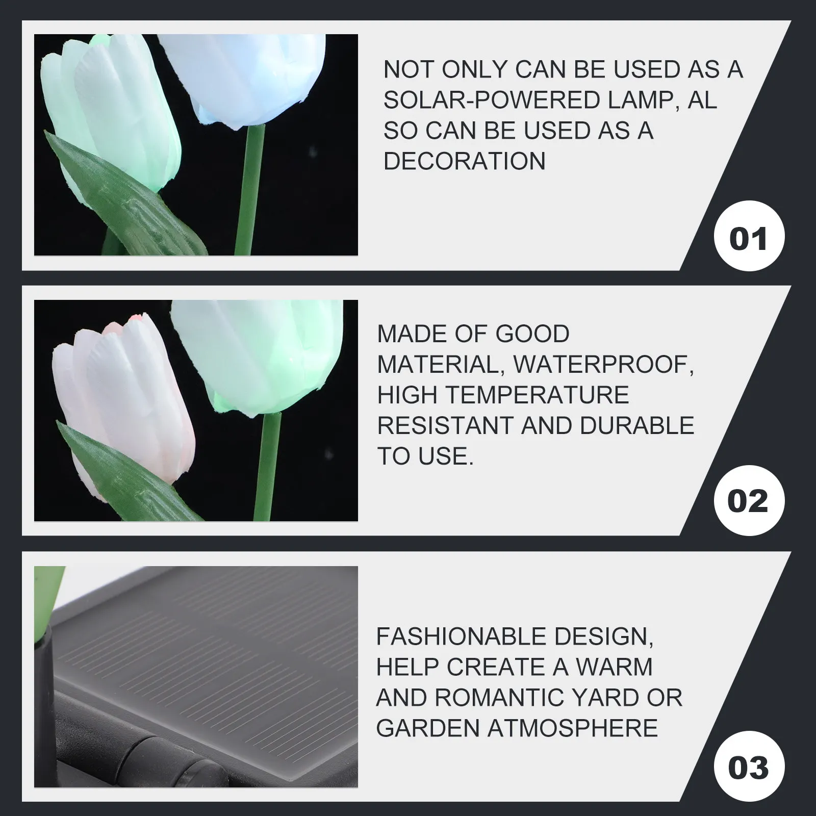 

Солнечная светодиодная лампа-тюльпан, водонепроницаемая IP65, для сада, уличные светильники на колышках, автоматическое ночное освещение для декора дорожек