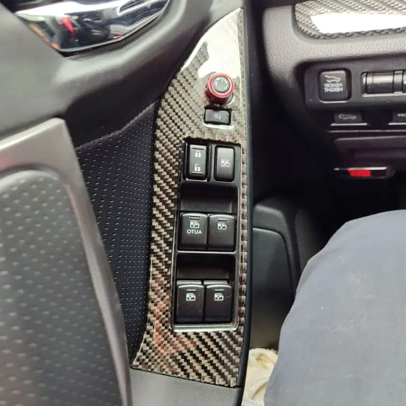 Car Interior Window Switch Buttons Panel Trim For Subaru Forester 2013 2014 2015 2016 2017 2018 LHD/RHD 4pcs Soft Carbon Fiber