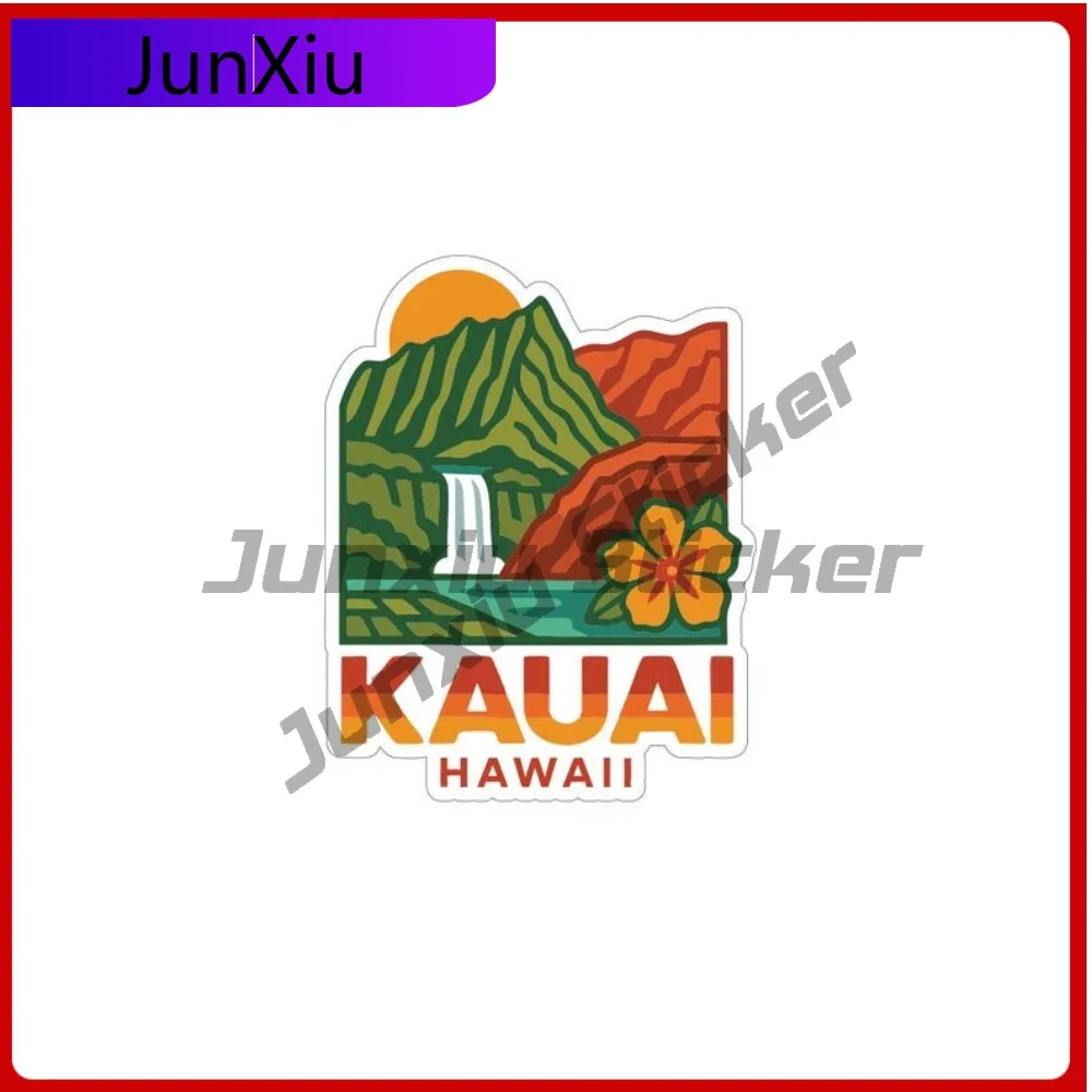 

Kauai Hawaii Travel Sticker Vinyl Scratch-proof Die-cut Decal City Skyline Landmark Design Adventure Motorcycle Windshield Guita