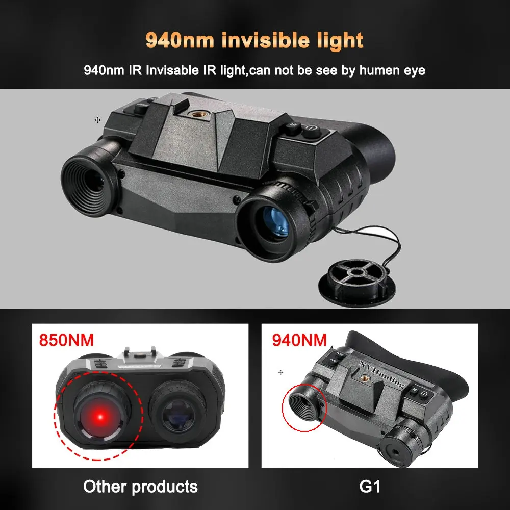 940nm IR نظارات الرؤية الليلية عقال HD NV مناظير G1 فيديو الصيد خوذة للرؤية الليلية أداة مع التكبير 1X