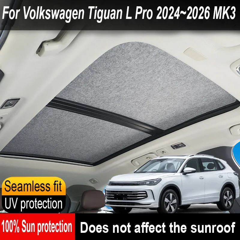 

Car Sunroof Insulation Roof Visor For VW Tiguan L Pro 2024~2026 2025 MK3 Anti-UV Electrostatic Adsorption Sky Curtain Sunshade
