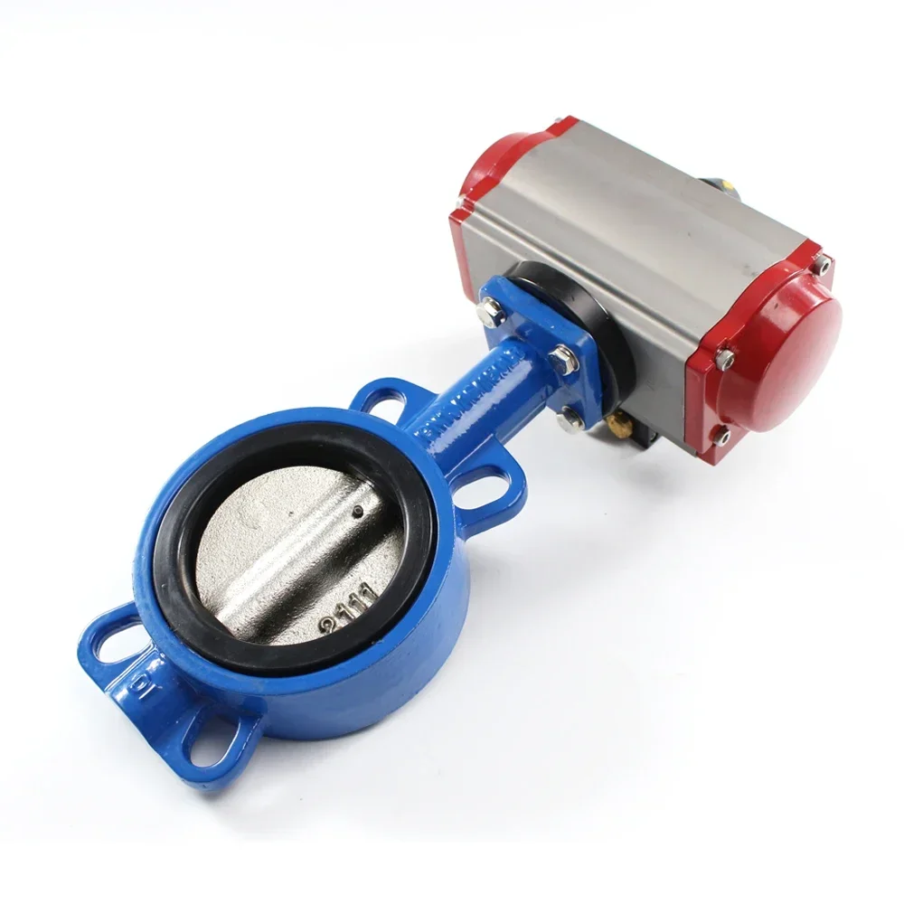 ANSI DIN BS JIS ISO DN100 4 "PN16 المحركات الهوائية صمام فراشة الويفر #3