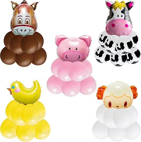 Farm Animal Column Cow Sheep Piglet Chicken Donkey Courtyard Farm Animal Theme Balloon Birthday Party Baby Shower Supplies