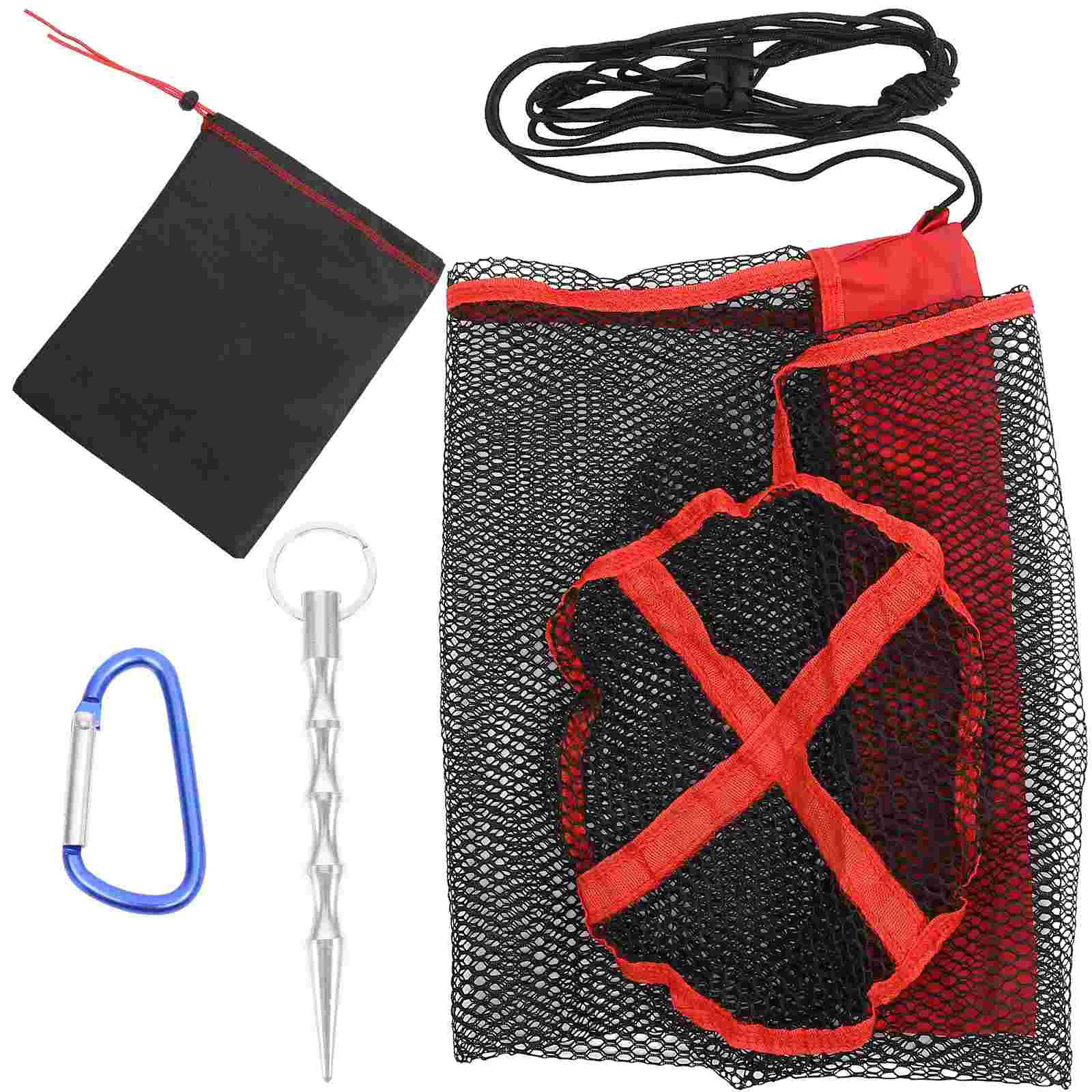 

1 Set Portable Fishing Net Diving Fish Net Bag Drawstring Fish Catching Net with Ground Insert large capacity fish net