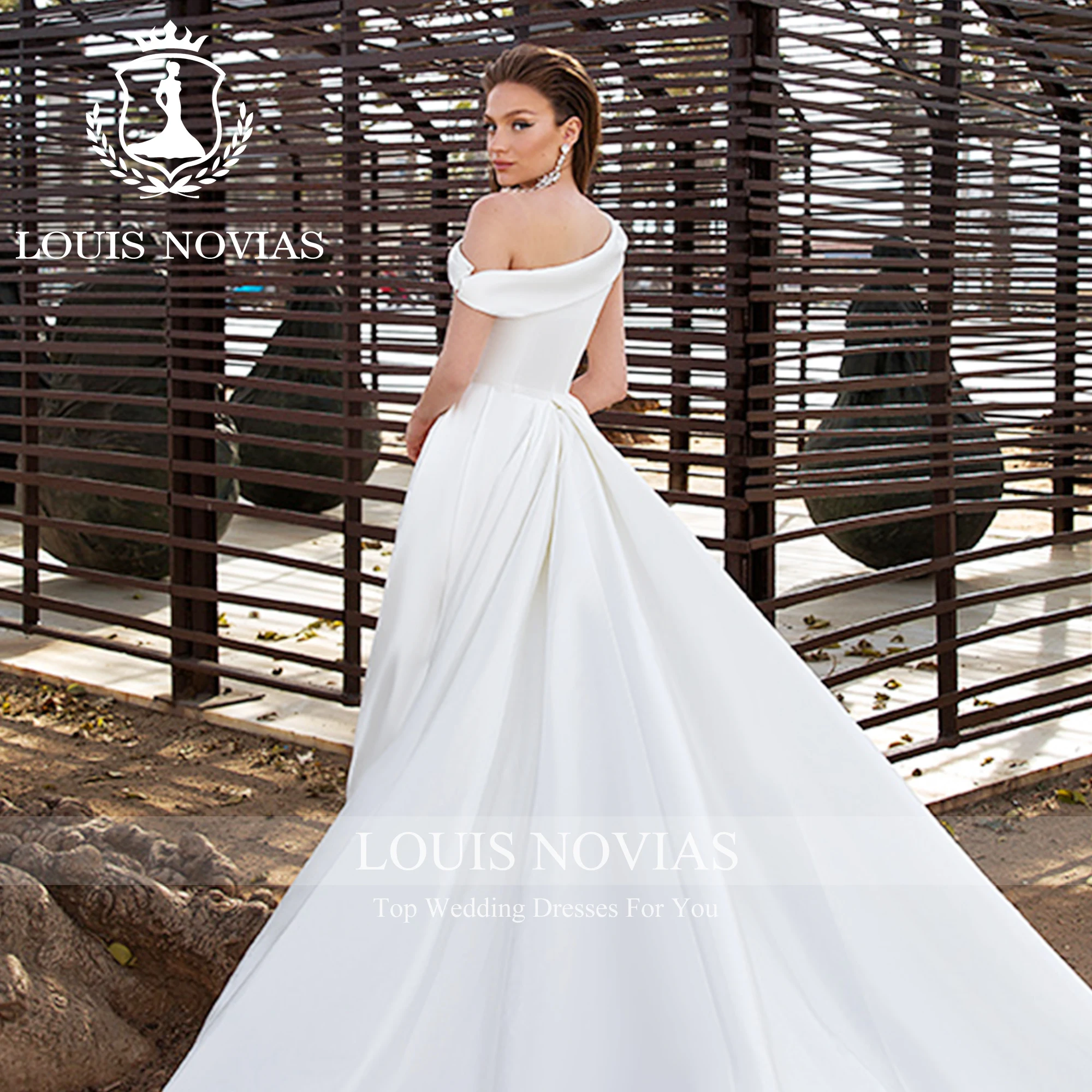 LOUIS NOVIAS-فستان زفاف مع ذيل ساتان قابل للانفصال, كتف واحد كلاسيكي, رقبة قارب, نمط حورية البحر, مقاس مخصص, 2023