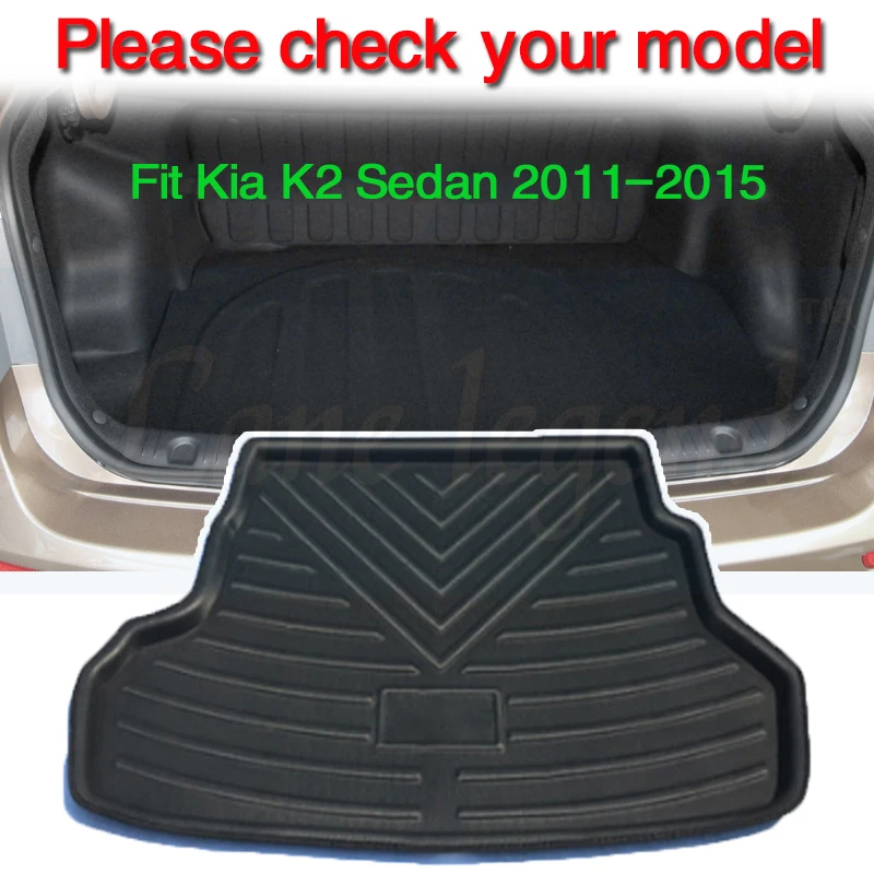 Für Kia K2 Rio 2011-2015 Fließheck Limousine Maßgeschneiderte Boot Liner Fach Auto Hinten Trunk Cargo Matte Boden Blatt Teppich schlamm Schutz Pad