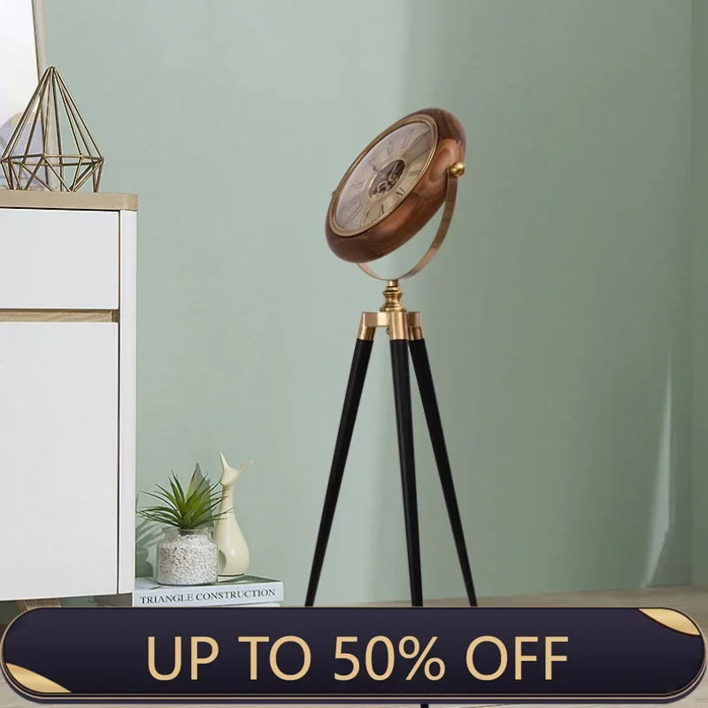 Floor Desk Clock Luxury Silent Standing Clocks Solid Wooden Antique Clock for Living Room Nordic Retro Interior Accessories