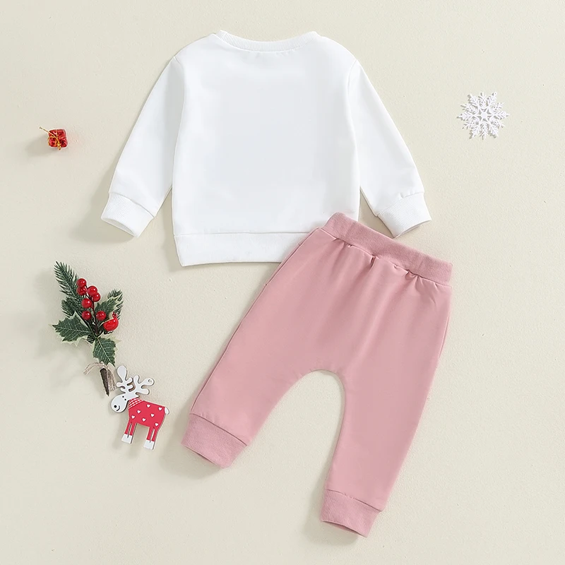 Suefunskry Baby Christmas Matching Outfits for Sister Brother Long Sleeve Santa Claus Embroidery Sweatshirt Elastic Waist Pants image 2
