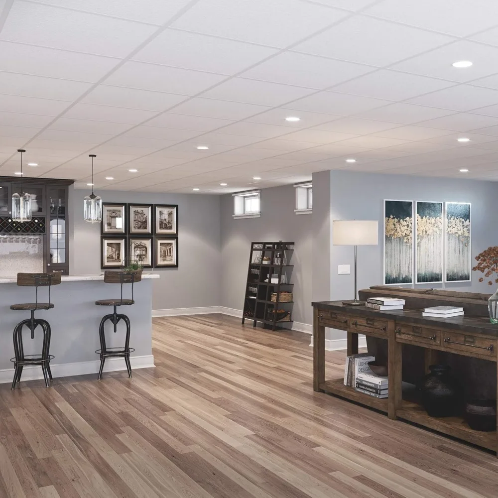 แผ่นฝ้าเพดานสีขาว Stucco Pro ขนาด 2 ฟุต x 2 ฟุต - ติดตั้งง่ายแบบดรอปอิน - กันน้ำ ล้างทำความสะอาดได้ และทนไฟ - คุณภาพสูง