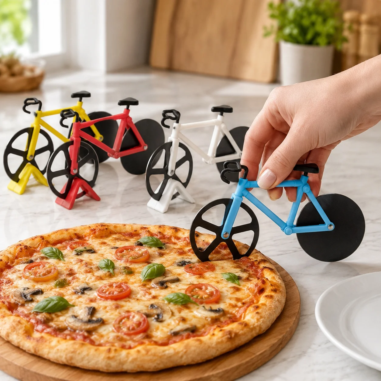 Bicycle-shaped Pizza Cutter Stainless Steel Cutting Wheel Fun Bicycle Pizza Slicer Novelty Kitchen Gadgets