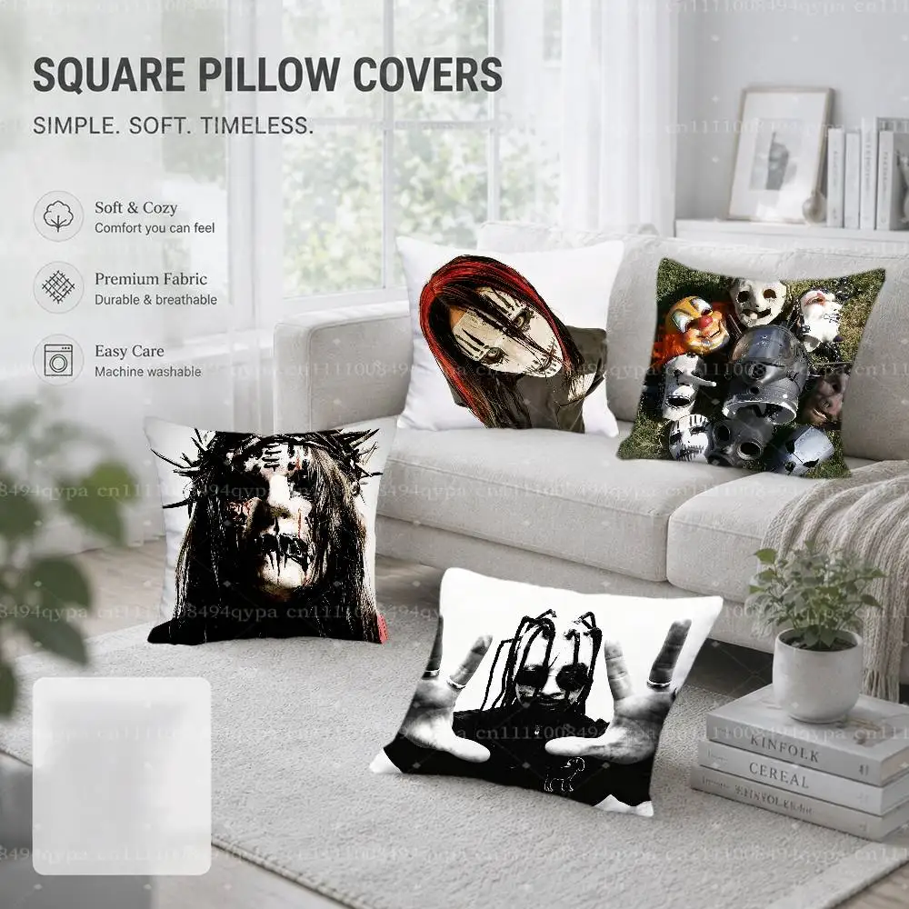 S-Slipknot-es Rock Band Throw Pillow Cushion Cases Kawaii Decorative Living Room Decor Soft Decorative Pillows