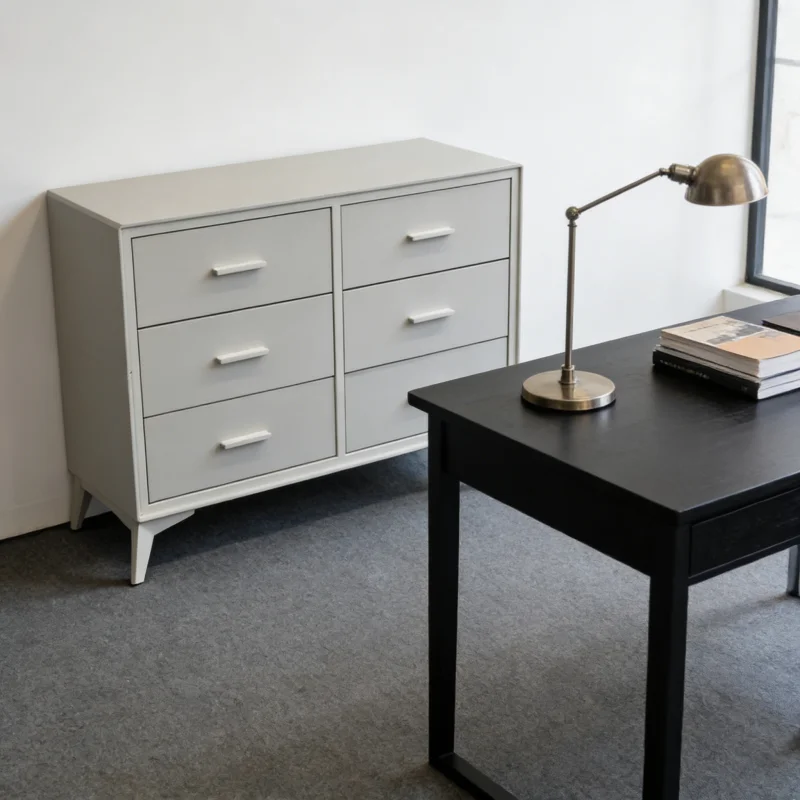 #Modern 6-Drawer Dresser Chest Of Drawers, Minimalist Storage Cabinet With Angled Legs For Bedroom Home Furniture