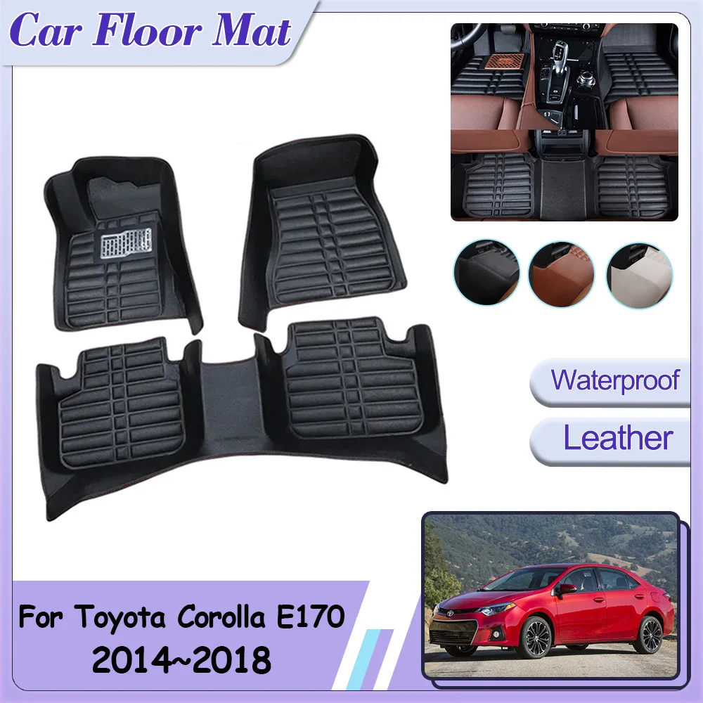 Car Floor Mat for Toyota Corolla E170 SE LE 2014~2018 Foot Parts Pads Leather Panel Liner Carpets Custom Rug Interior Accessorie