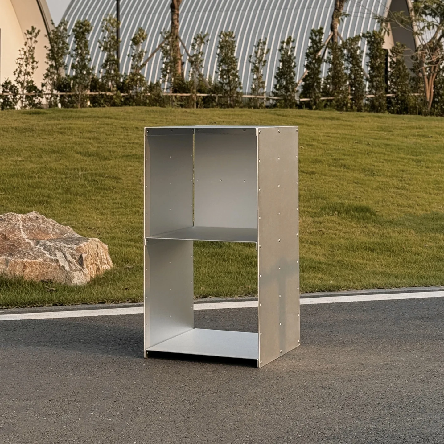 Bauhaus Premium Sense Edge Stainless Steel Modular Shelf Bedside Table Metal Coffee Table Industrial Wind Square Rack 4