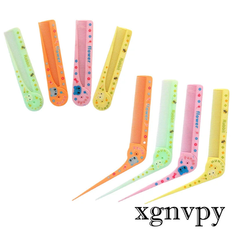

Xgnvpy 1PCS Folding Pointy Tail Comb - Cartoon Plastic Practical Small Comb for Girls & Children