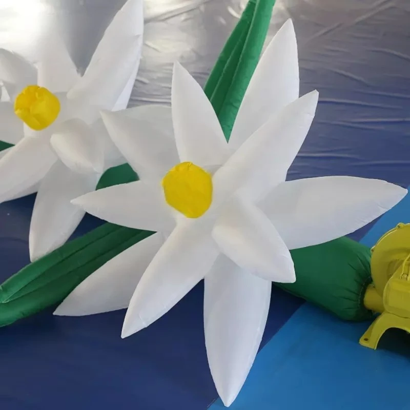 Flor inflável do lírio com controlador remoto, ventilador de ar para festa de casamento, decorações correntes, 5m