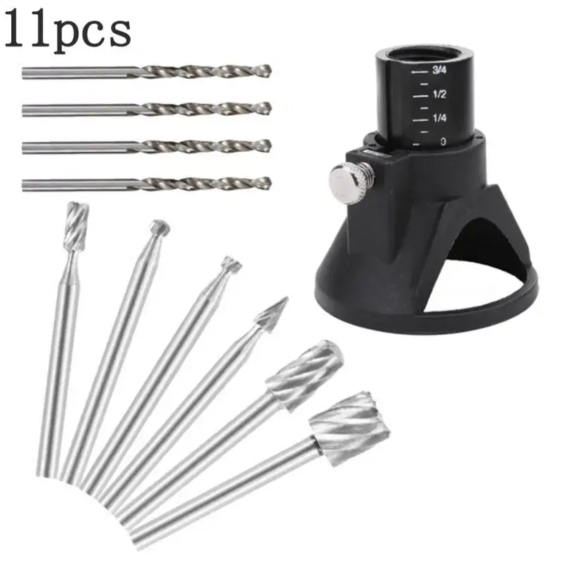 11Pcs HSS Routing Router Drill Bits Set Dremel Carbide Rotary Burrs Tools Wood Stone Metal Root Carving Milling Cutter