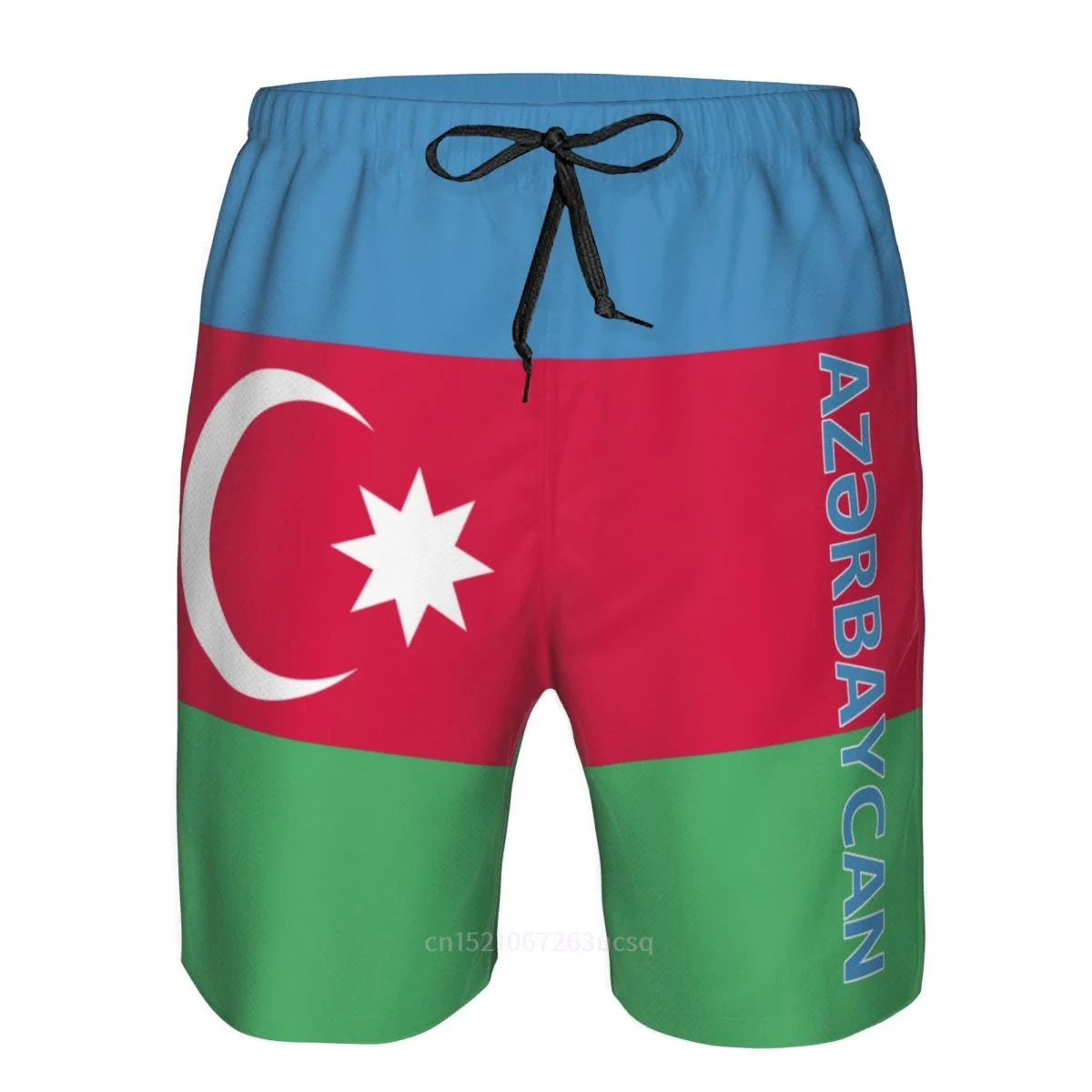 2023 Summer Polyester Azerbaijan Country Flag 3D Printed Men's Board Shorts Beach Pocket Running Summer Pants