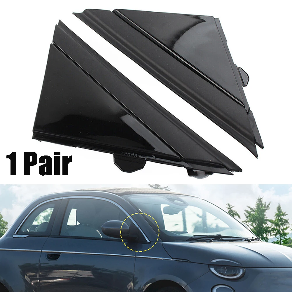 2pcs Door Mirror Flag Cover Moldings Compatible With For Fiat 500 2012 Through 2019 Front Left And Right Mirror