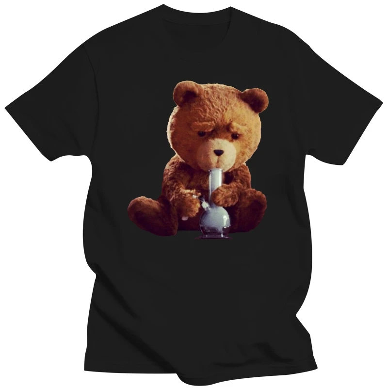 2022 Fashion T Shirts Funny Teddy Bear Smoking Bong Short Sleeve Casual Men Fashion O-neck  Cotton T-Shirts Tee Top