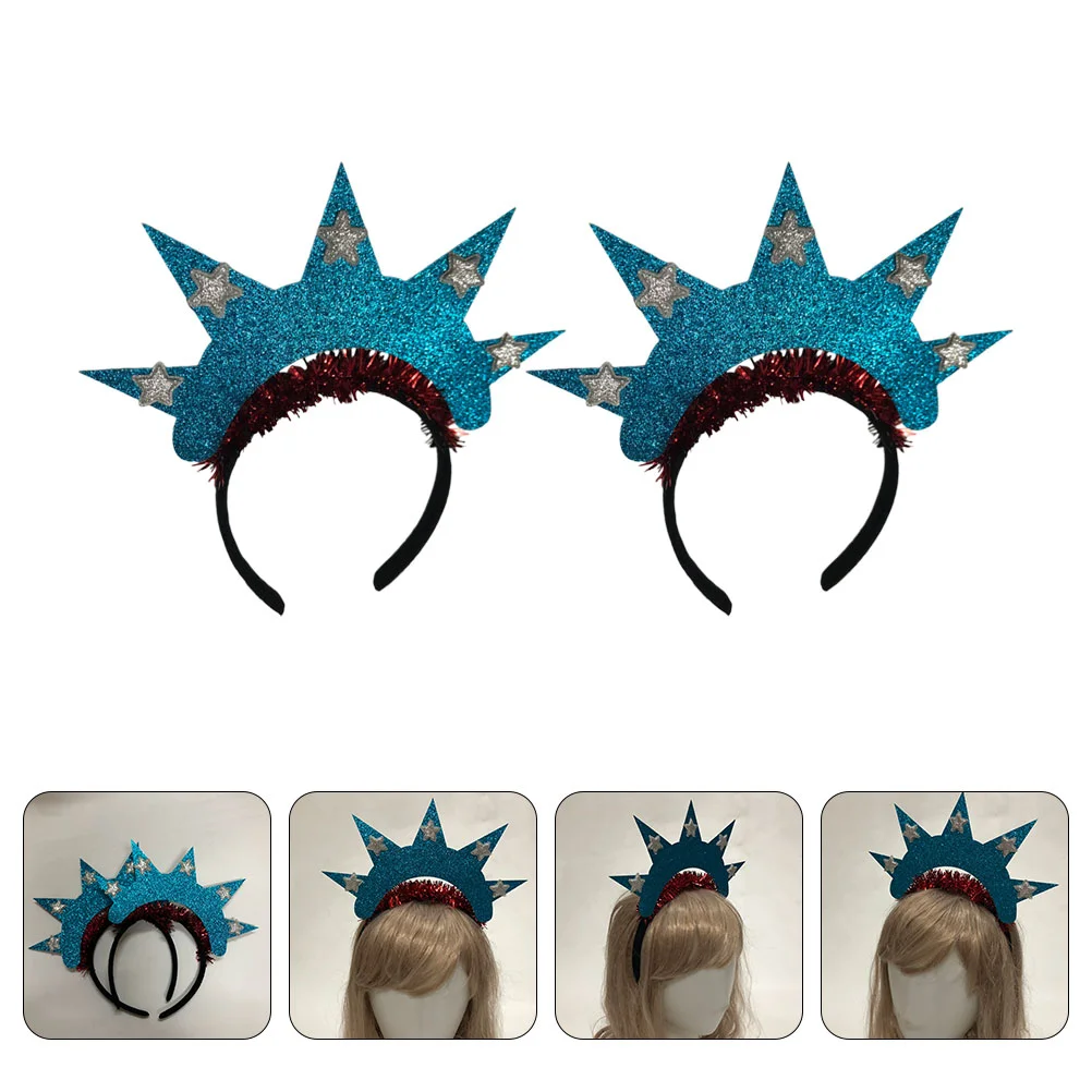 2 Pcs Statue of Liberty Headband Independence Day Headbands Crown 4th July Decoration The Star Hair Hoops