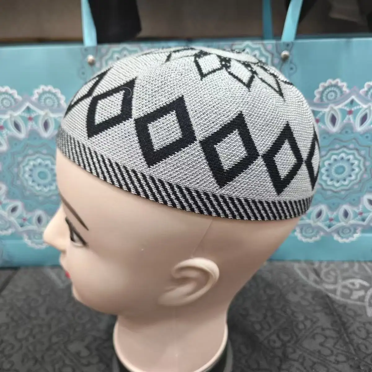 شحن مجاني قبعات مسلمة للرجال Colthing الكروشيه متماسكة قبعة تركيا الكوفي الإسلامي الكيباه اليهودية عمامة الأبيض القطن شبكة 0786 #2