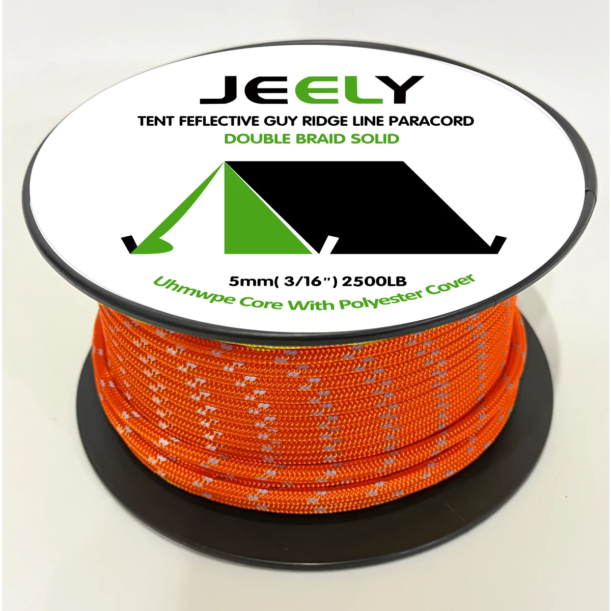 New Colors 50m Roll 3mm 4mm 5mm UHMWPE Core with Polyester Jacket Reflective Tracers Tent Rope