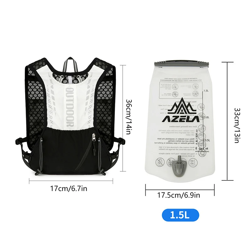 Rompi Lari dengan Kandung Kemih Hidrasi 1,5L untuk Wanita Pria, Rompi Hidrasi Lari Dapat Disesuaikan & Sejuk dengan Strip Reflektif